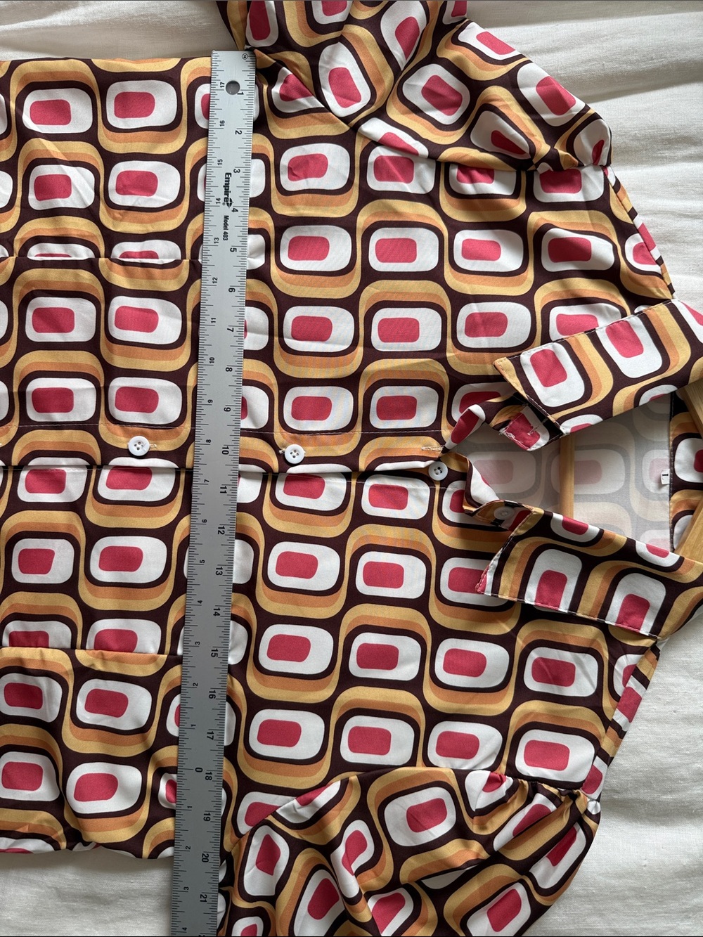 Retro Geometric 70's Mod Shirt Dress Lightweight NWOT Women's Size Large - Picture 6 of 9